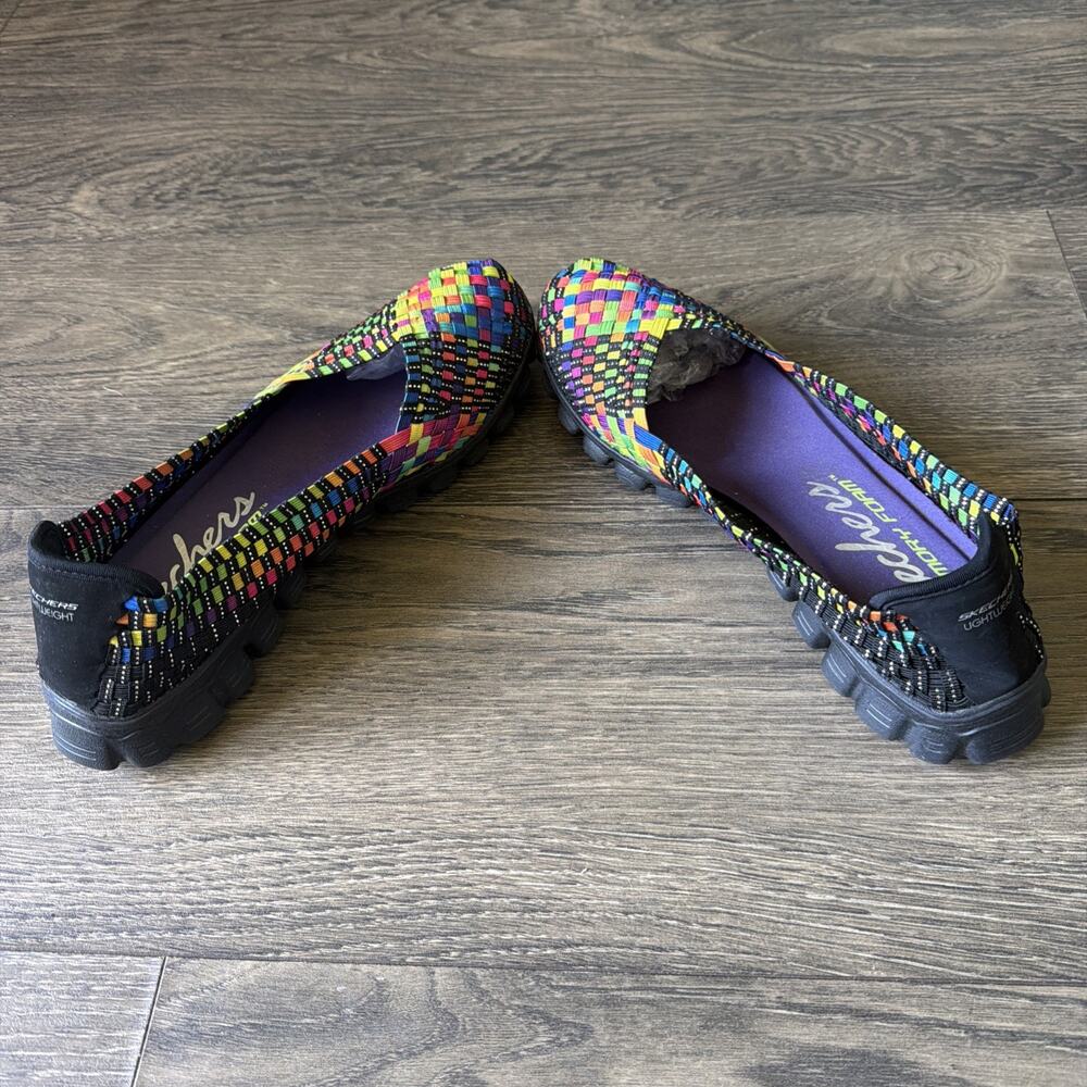 Skechers EZ Flex Woven Rainbow Mary Jane Slip Flats Womens Sz 10 Boho Dopamine - Picture 3 of 6